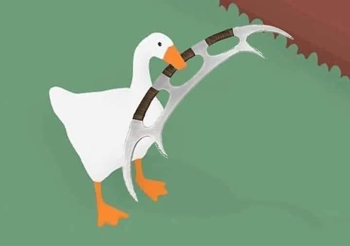 The meme features a cartoon image of a duck with a crude, simplistic design. The duck is holding a knife and has a menacing expression. The image is often captioned with a phrase like "I can smell the desperation" or "I can smell the desperation of your 3am tweets", implying that the duck is somehow aware of or judging the user's online activity.